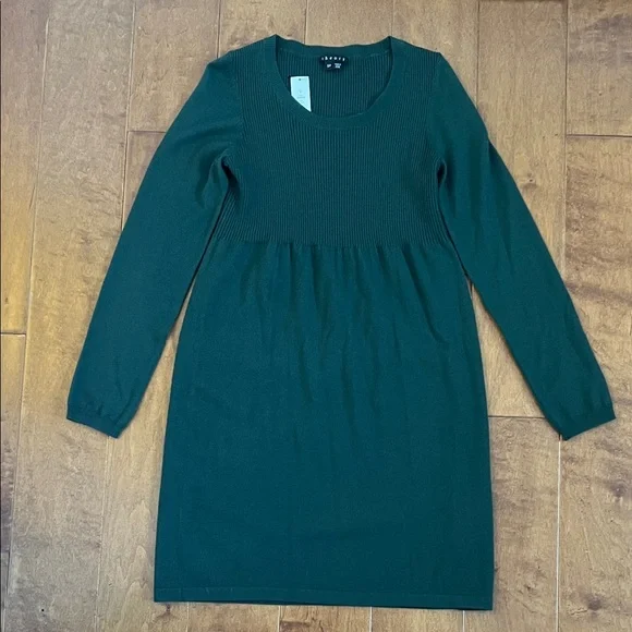 slim fit dress slacks Hunter Green V Neck Sweater Dress – Stella Rae's main image 1